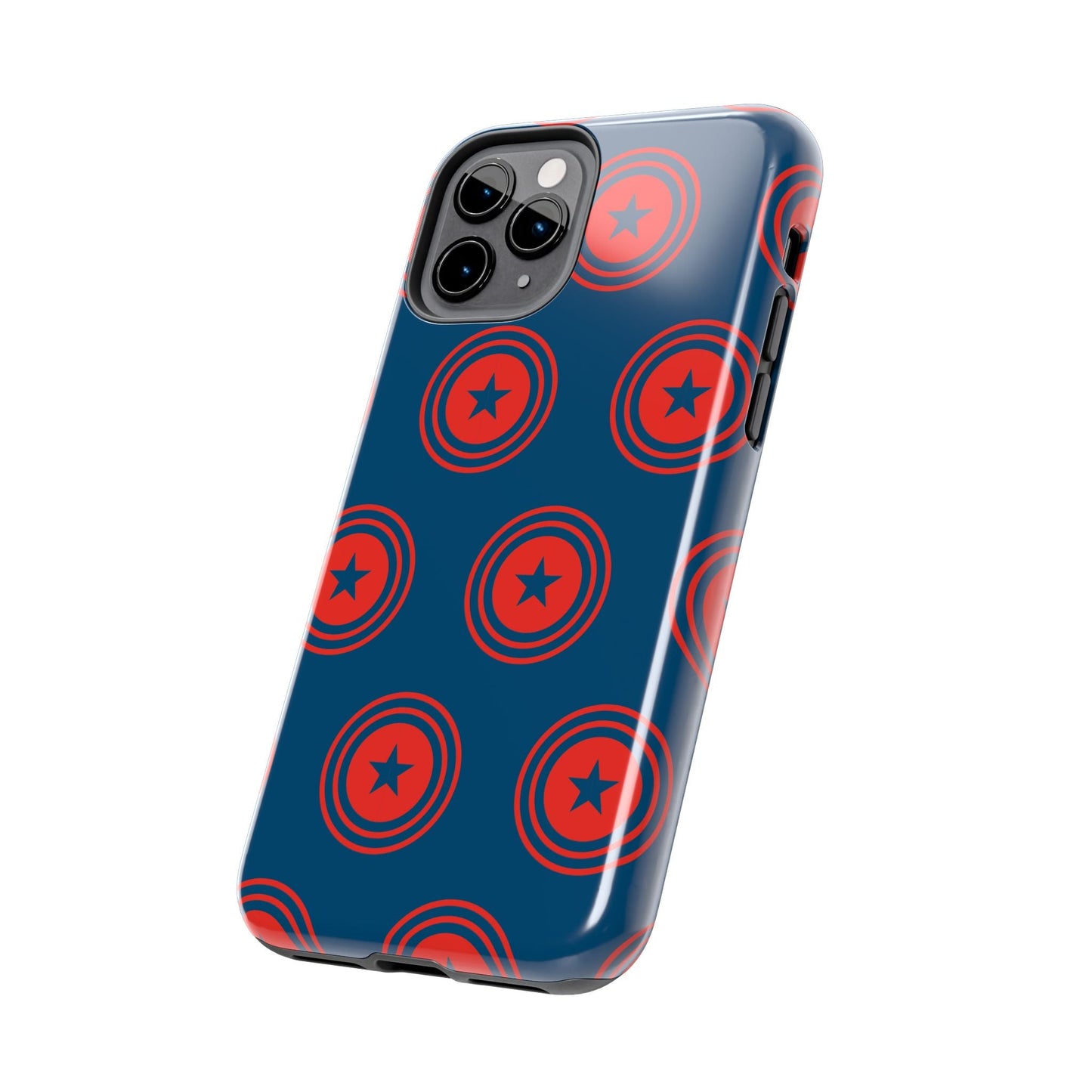 Red & Blue Star Shield iPhone Case – Bold Geometric Hero Design - BOGO Cases