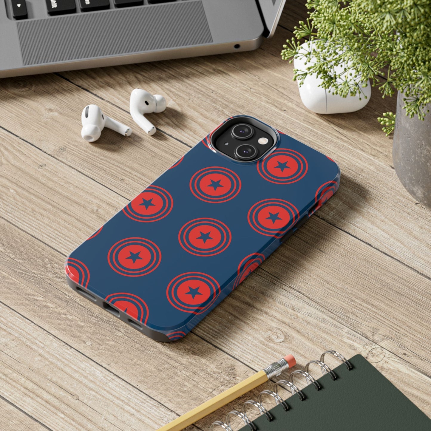 Red & Blue Star Shield iPhone Case – Bold Geometric Hero Design - BOGO Cases