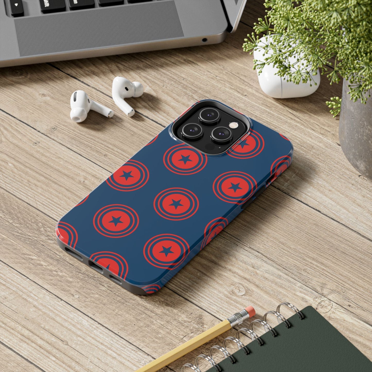 Red & Blue Star Shield iPhone Case – Bold Geometric Hero Design - BOGO Cases