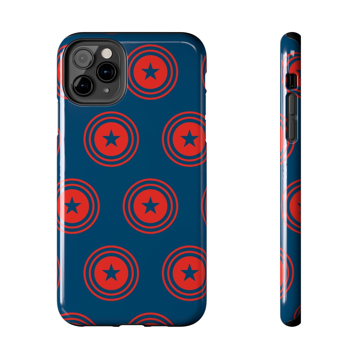 Red & Blue Star Shield iPhone Case – Bold Geometric Hero Design - BOGO Cases