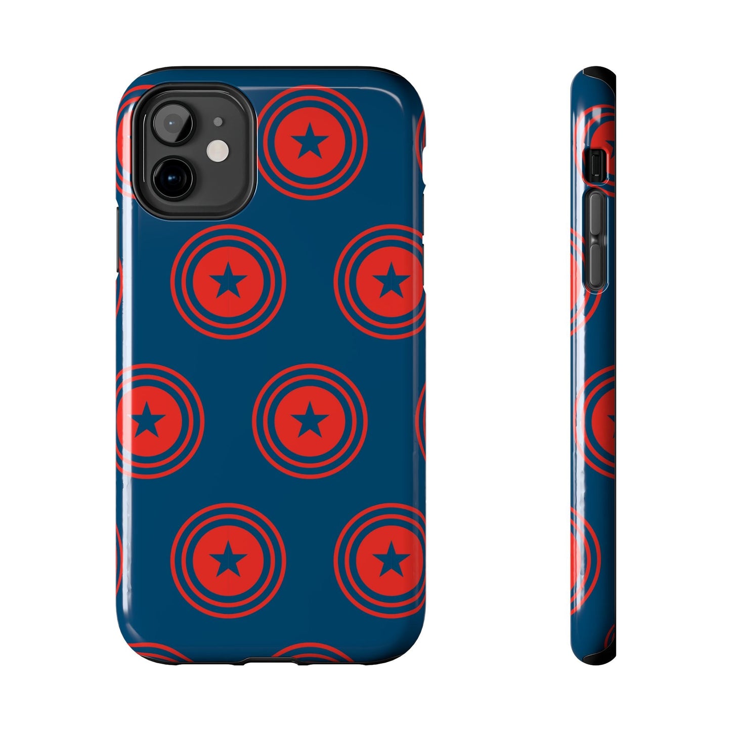 Red & Blue Star Shield iPhone Case – Bold Geometric Hero Design - BOGO Cases