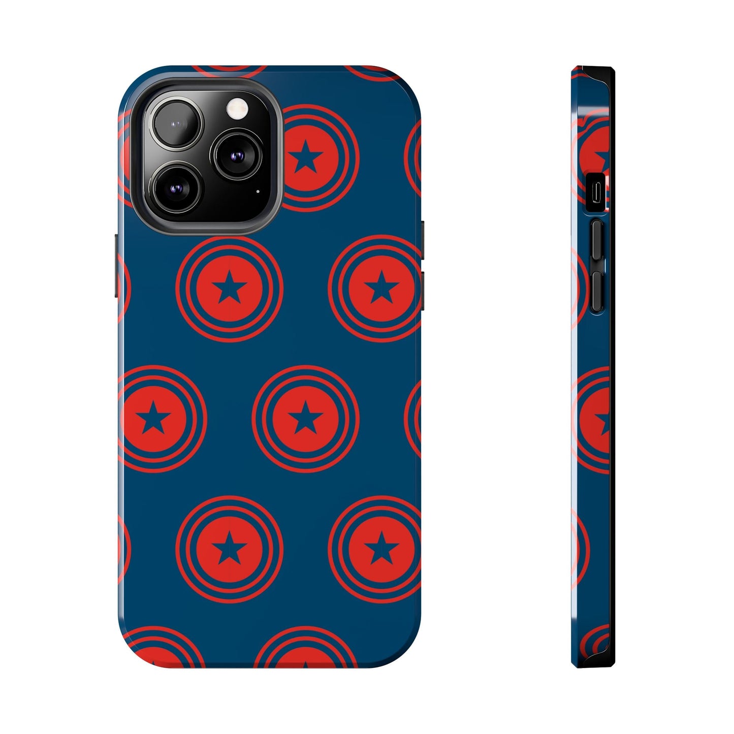 Red & Blue Star Shield iPhone Case – Bold Geometric Hero Design - BOGO Cases