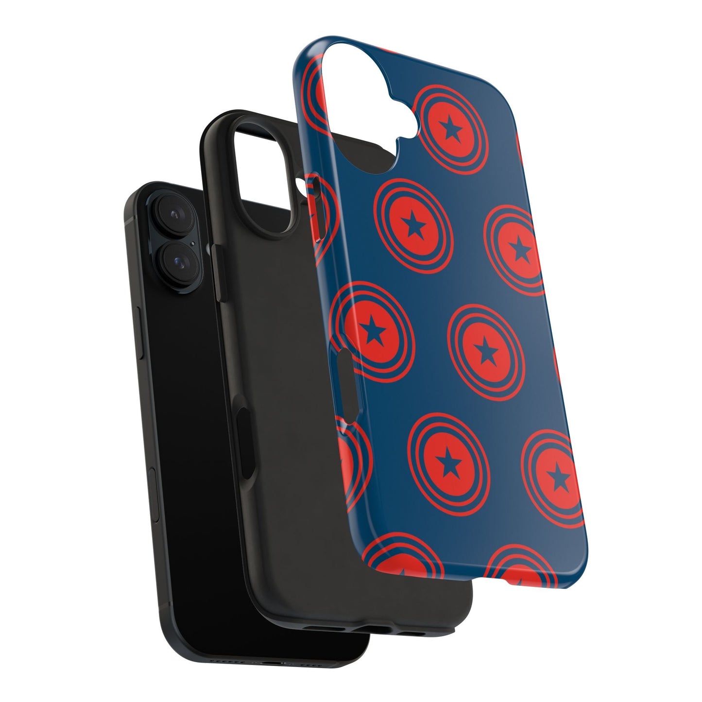 Red & Blue Star Shield iPhone Case – Bold Geometric Hero Design - BOGO Cases