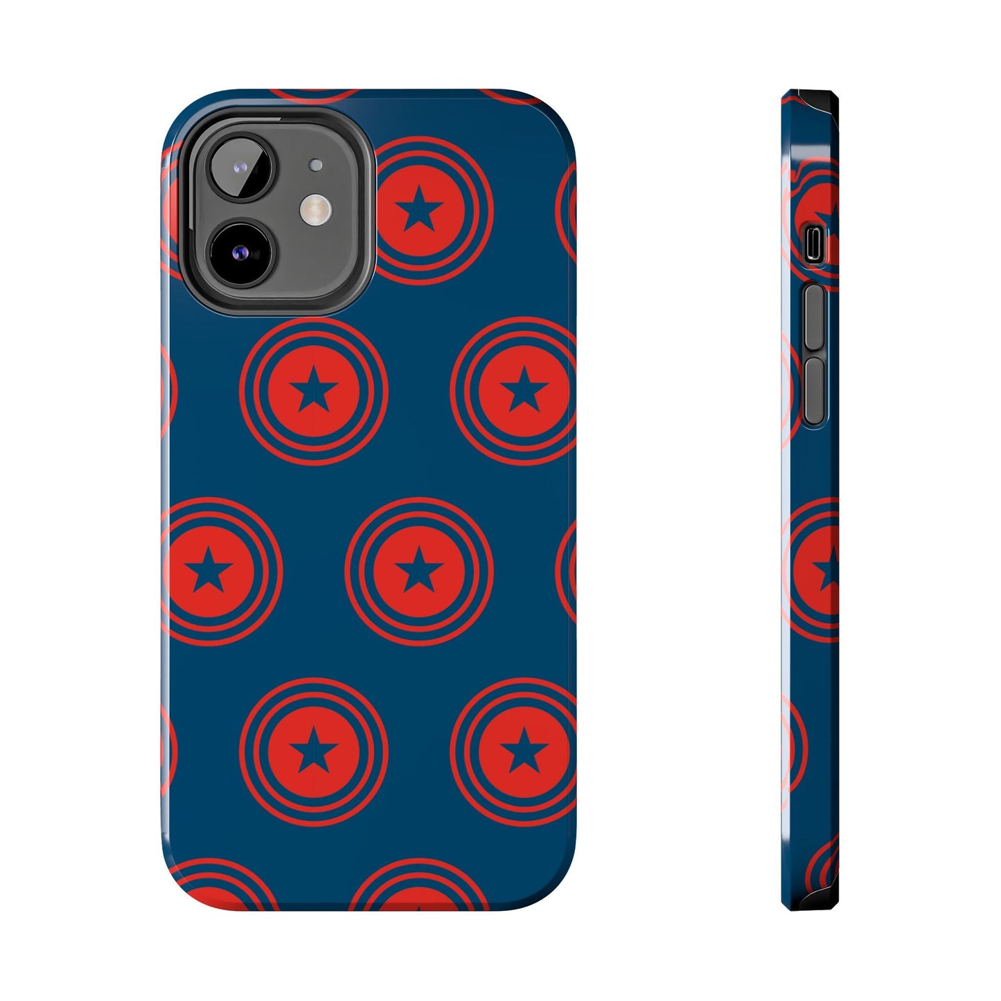 Red & Blue Star Shield iPhone Case – Bold Geometric Hero Design - BOGO Cases