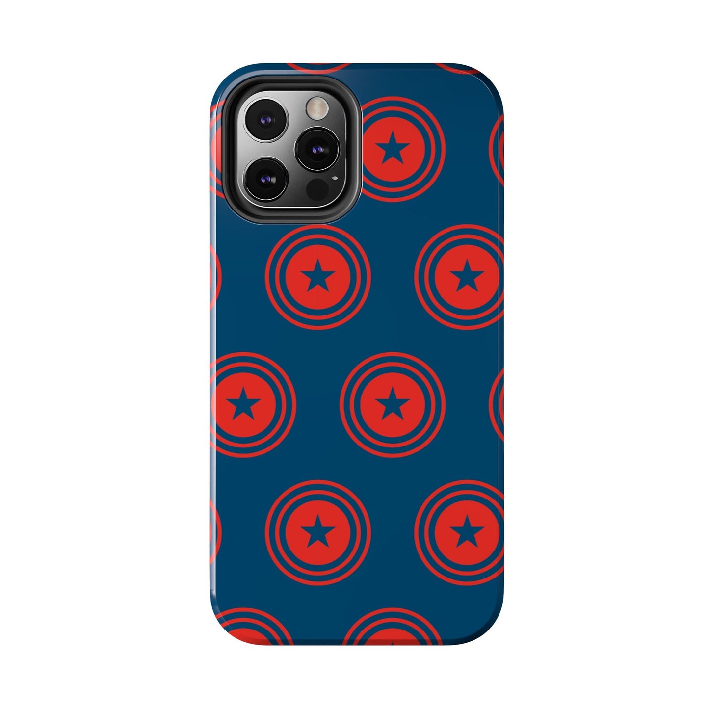 Red & Blue Star Shield iPhone Case – Bold Geometric Hero Design - BOGO Cases