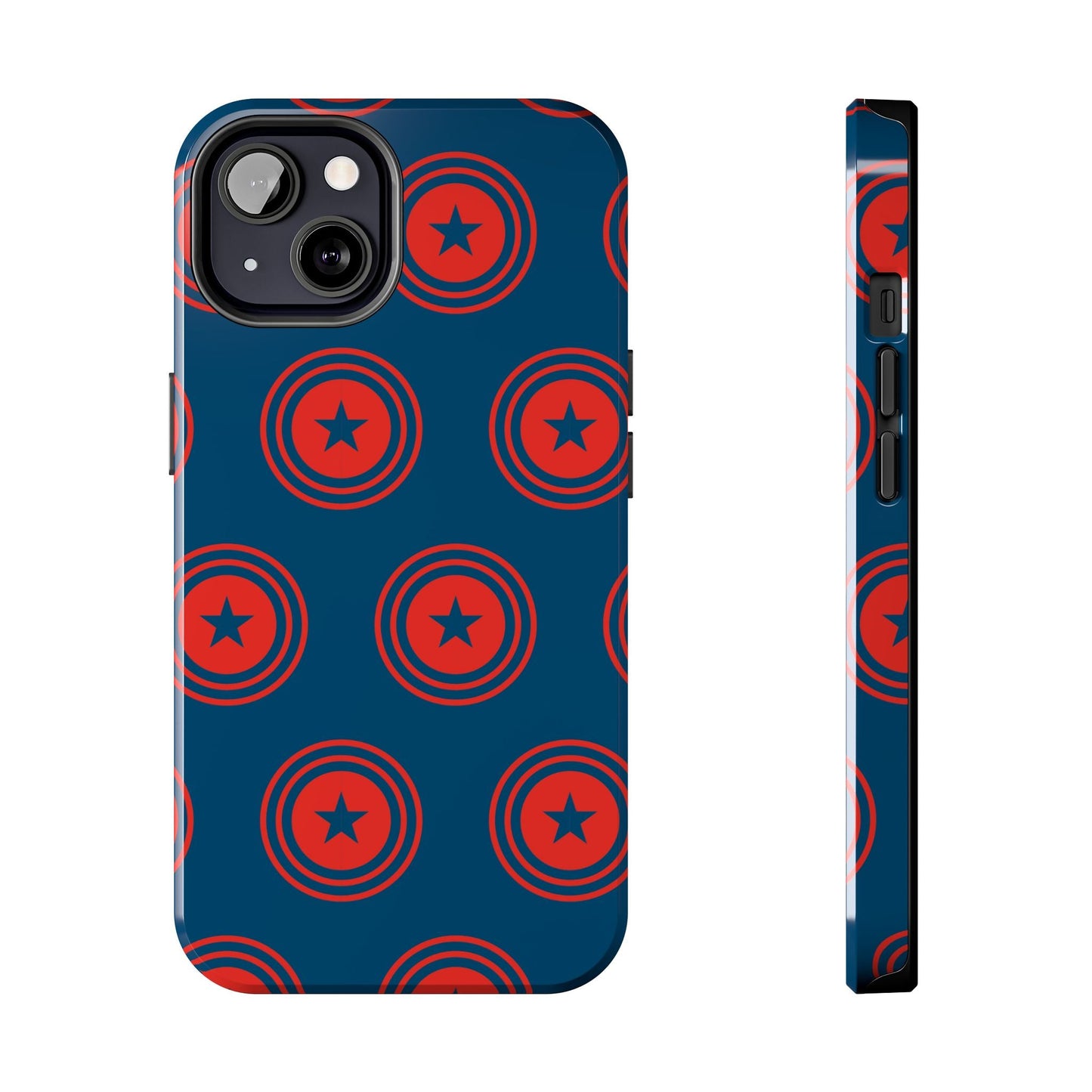 Red & Blue Star Shield iPhone Case – Bold Geometric Hero Design - BOGO Cases