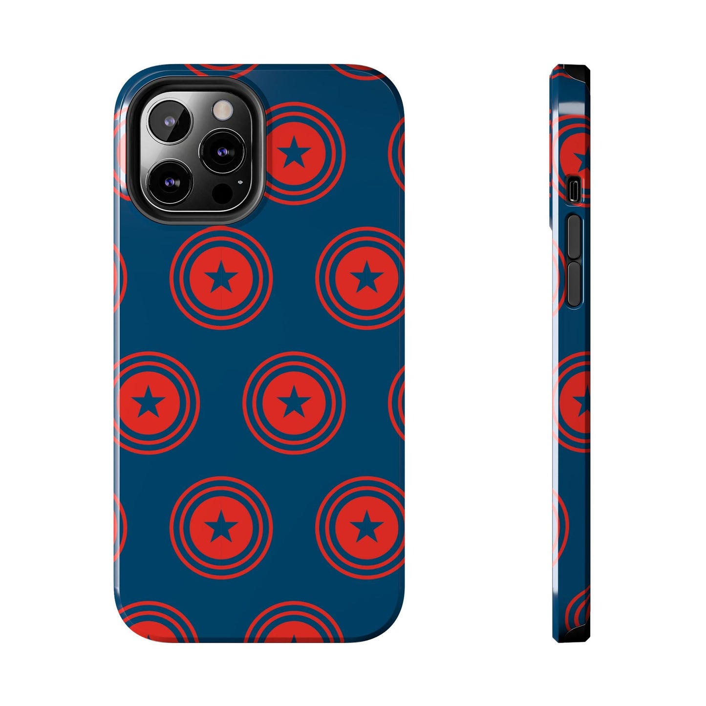 Red & Blue Star Shield iPhone Case – Bold Geometric Hero Design - BOGO Cases