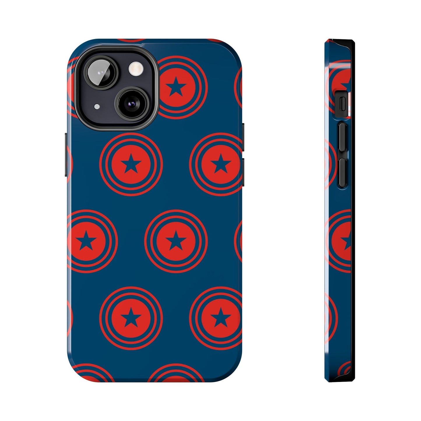 Red & Blue Star Shield iPhone Case – Bold Geometric Hero Design - BOGO Cases