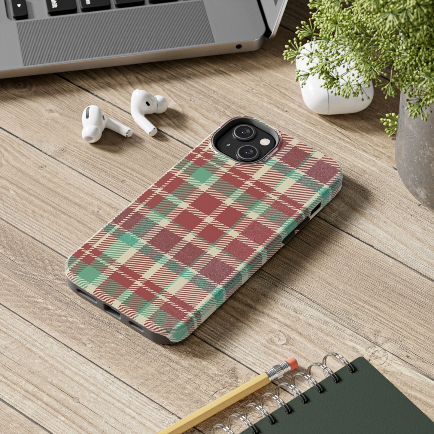 Red & Cream Vintage Plaid – Durable & Stylish iPhone Case - BOGO Cases