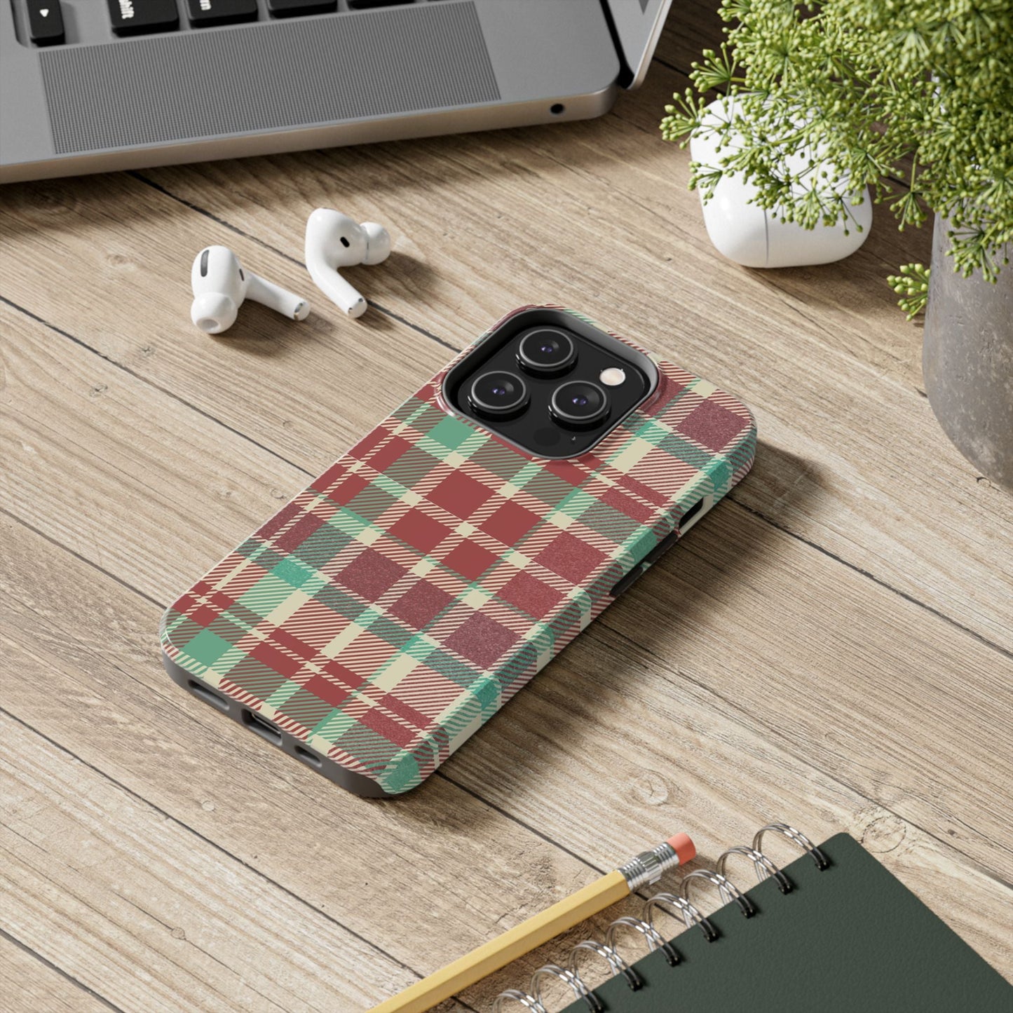 Red & Cream Vintage Plaid – Durable & Stylish iPhone Case - BOGO Cases
