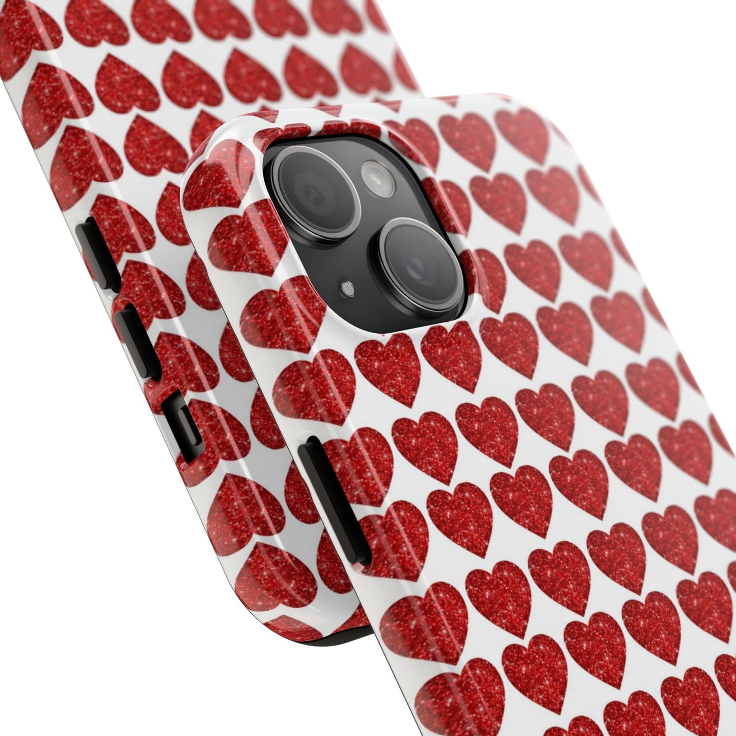 Red Glitter Hearts Charm - iPhone Series Case - BOGO Cases