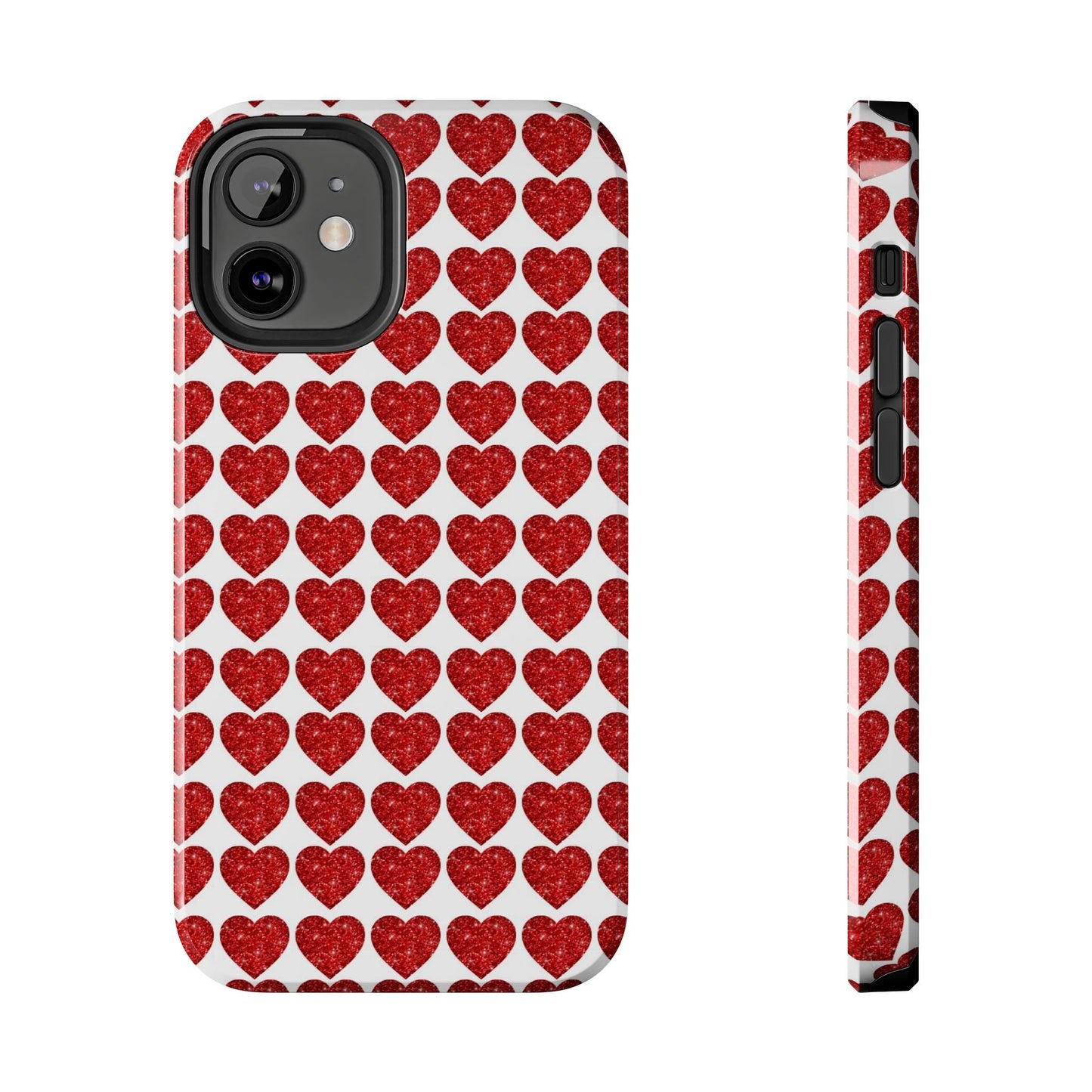 Red Glitter Hearts Charm - iPhone Series Case - BOGO Cases
