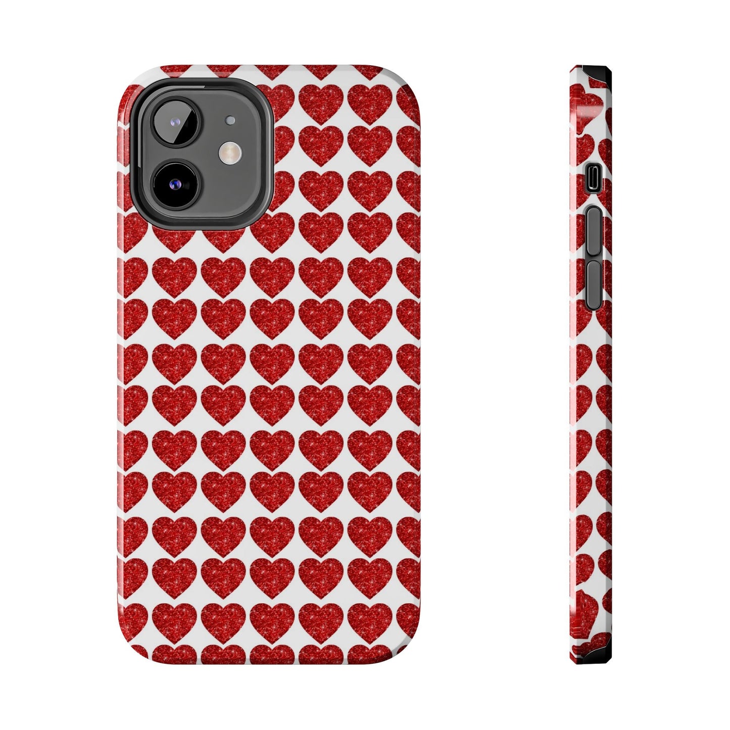 Red Glitter Hearts Charm - iPhone Series Case - BOGO Cases