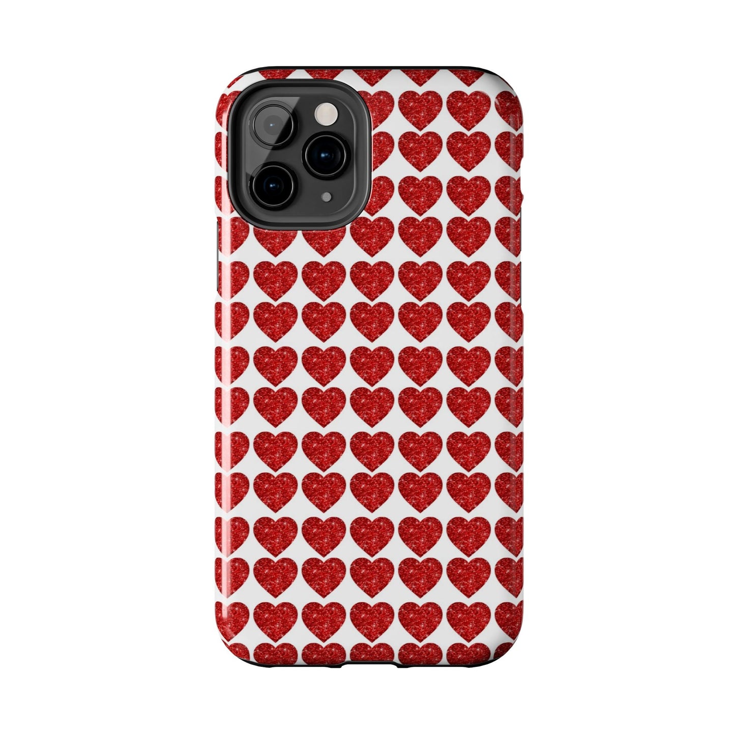 Red Glitter Hearts Charm - iPhone Series Case - BOGO Cases