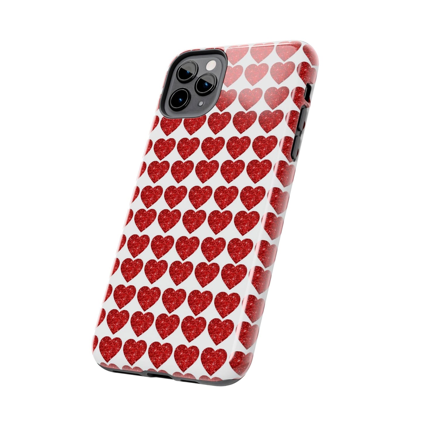 Red Glitter Hearts Charm - iPhone Series Case - BOGO Cases