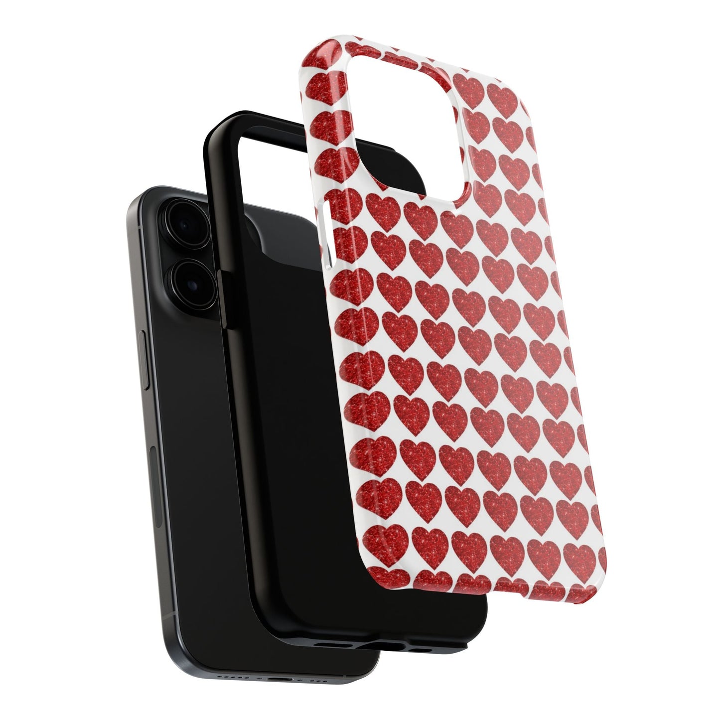 Red Glitter Hearts Charm - iPhone Series Case - BOGO Cases