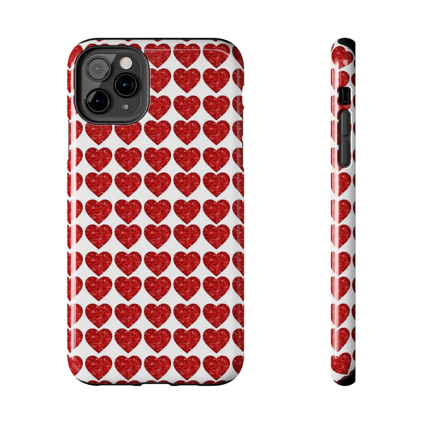 Red Glitter Hearts Charm - iPhone Series Case - BOGO Cases