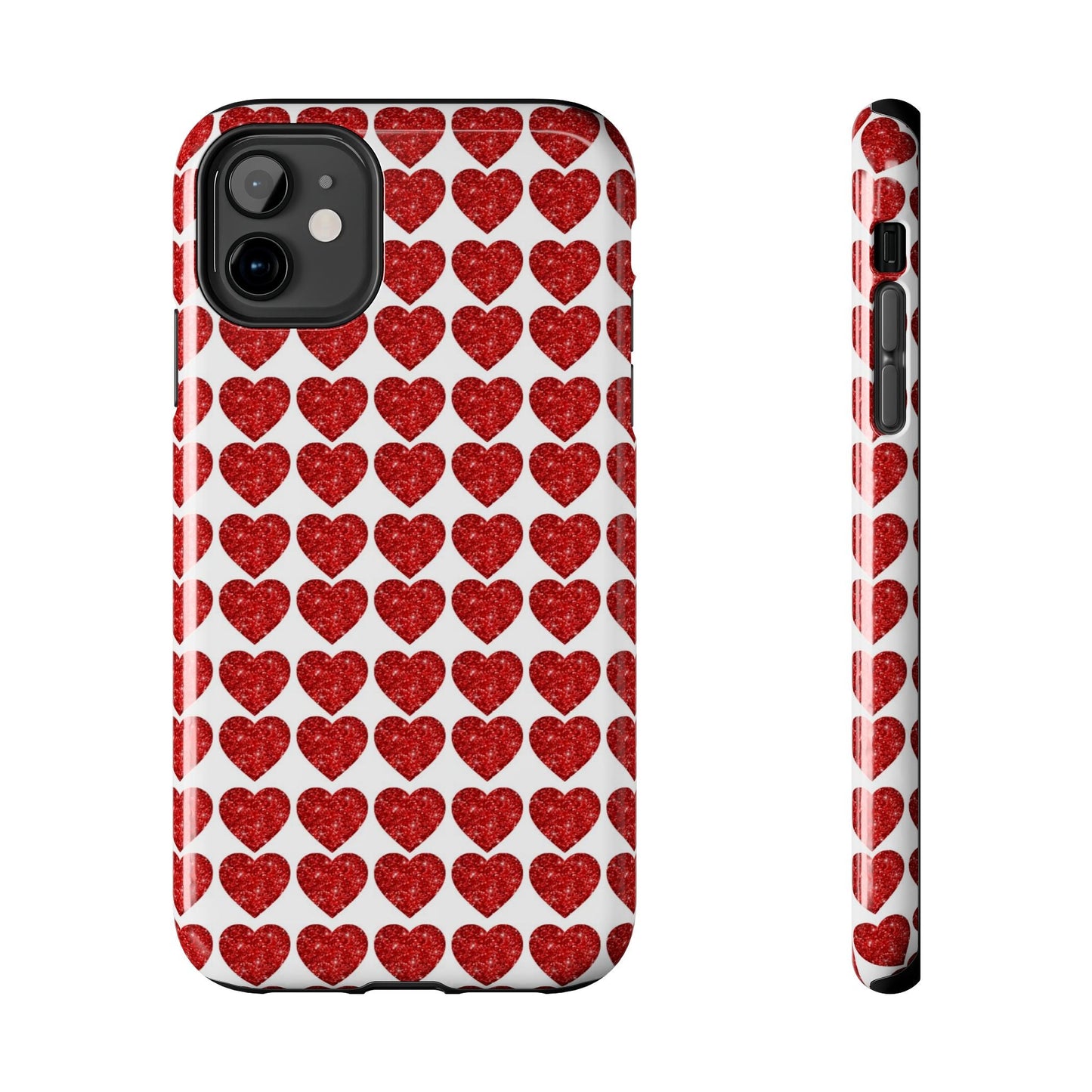 Red Glitter Hearts Charm - iPhone Series Case - BOGO Cases
