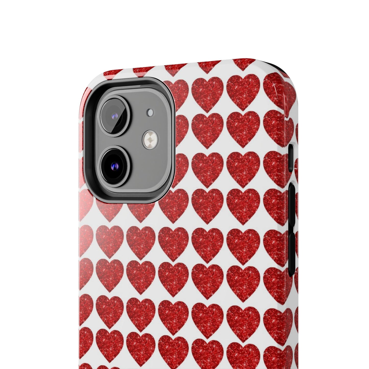 Red Glitter Hearts Charm - iPhone Series Case - BOGO Cases