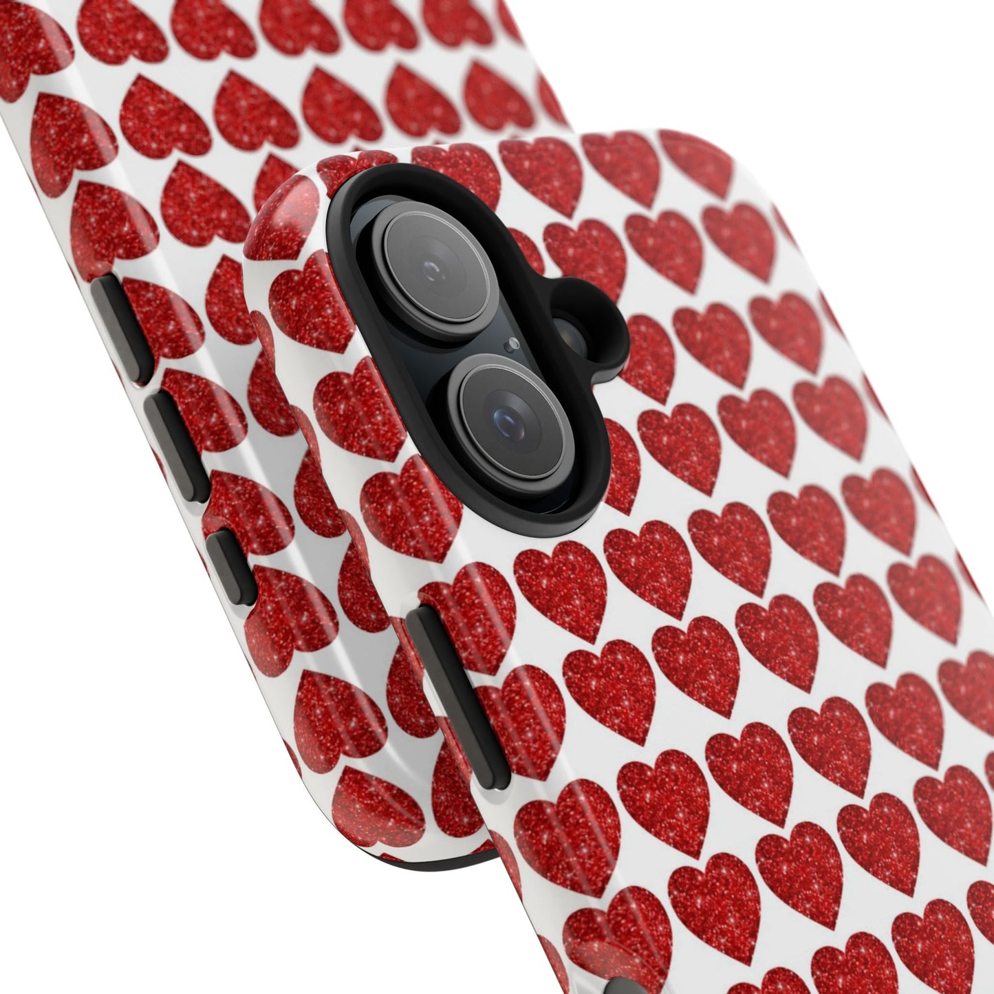 Red Glitter Hearts Charm - iPhone Series Case - BOGO Cases