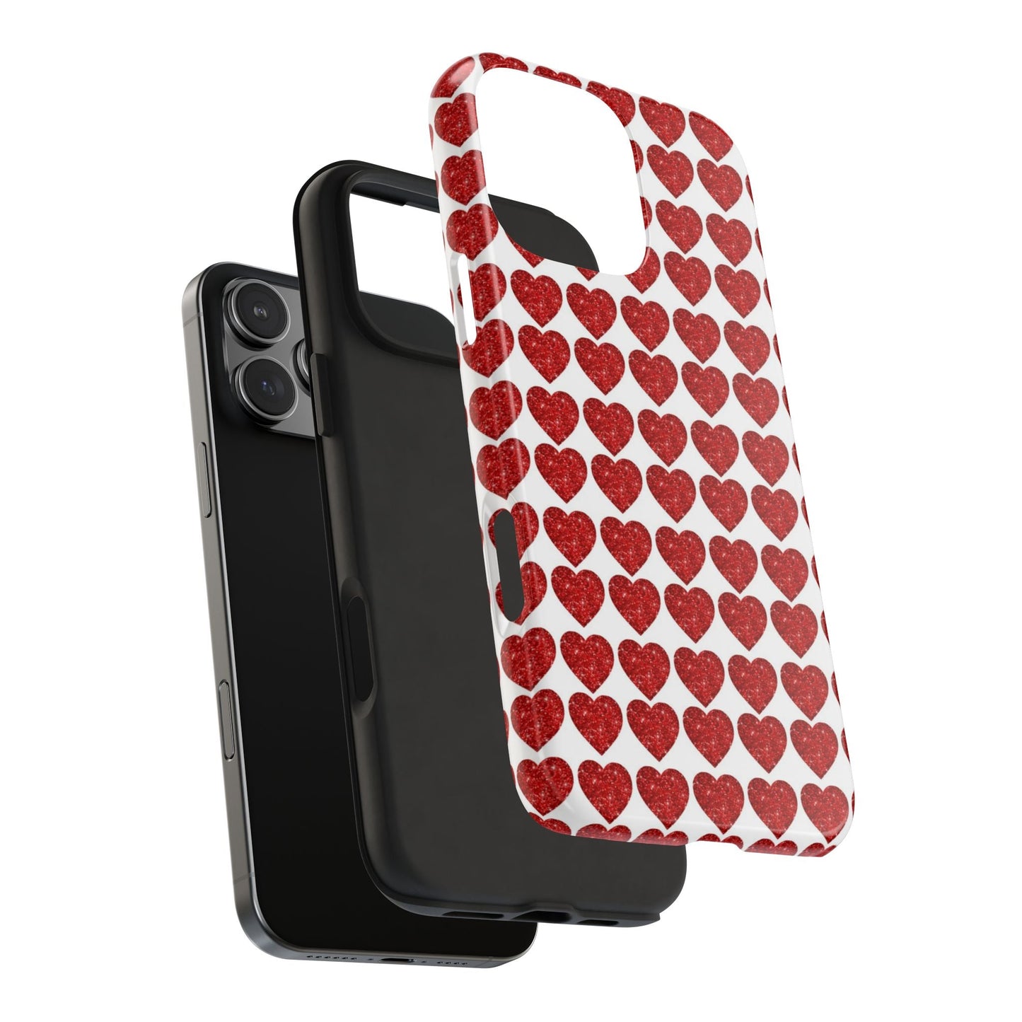 Red Glitter Hearts Charm - iPhone Series Case - BOGO Cases