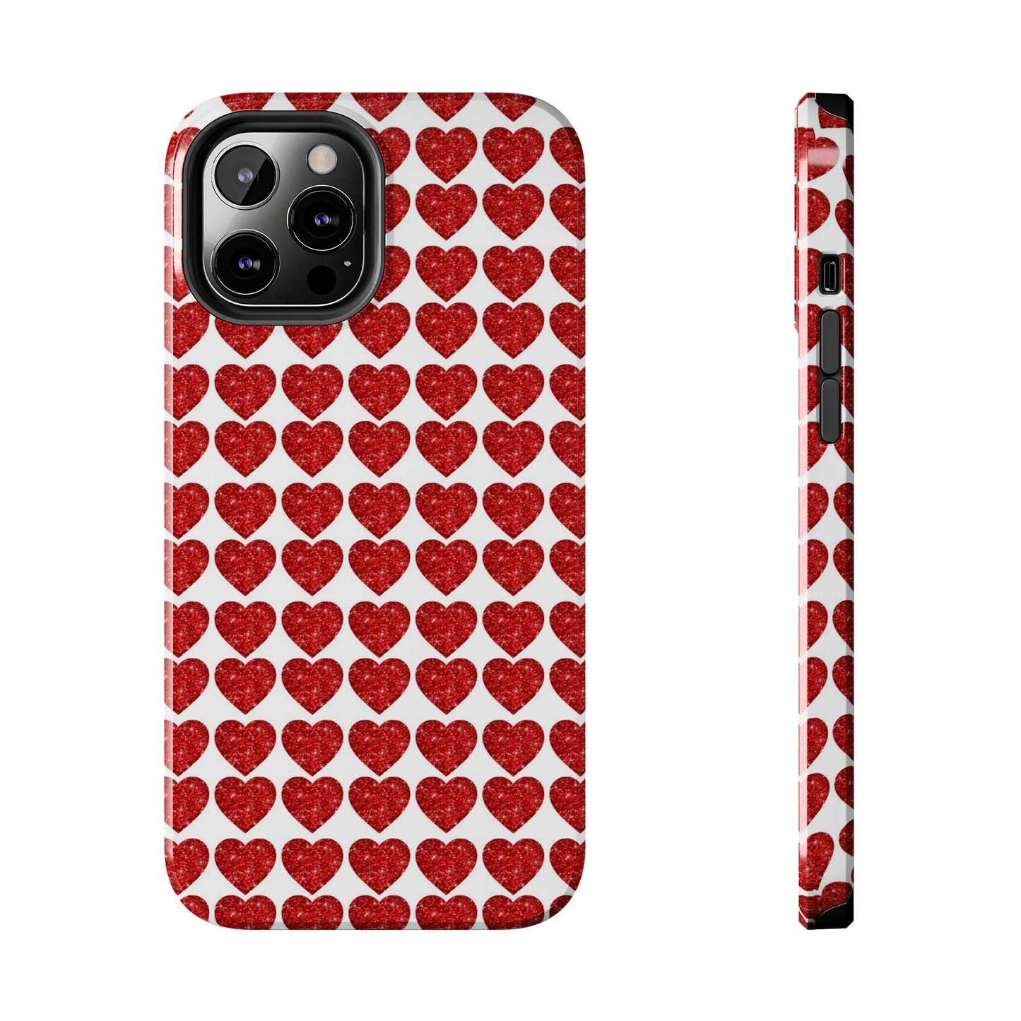 Red Glitter Hearts Charm - iPhone Series Case - BOGO Cases