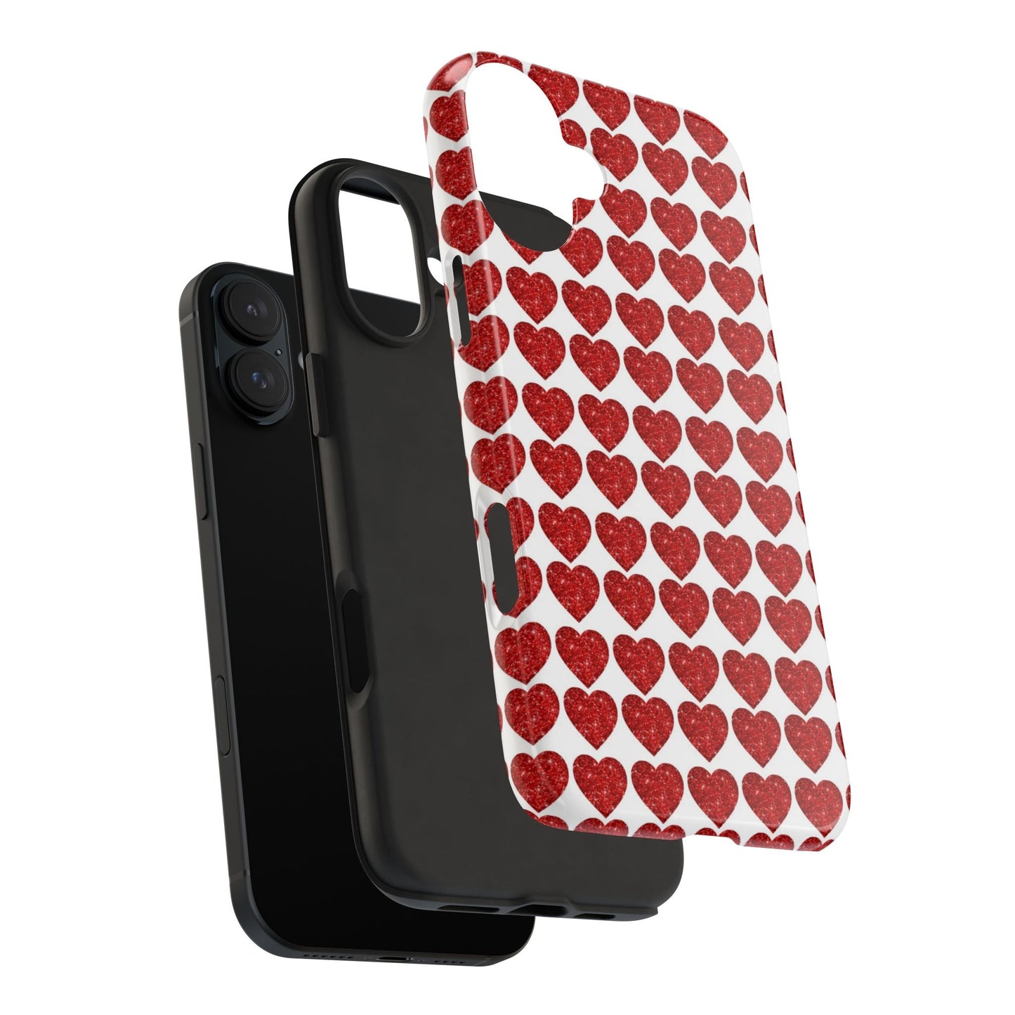Red Glitter Hearts Charm - iPhone Series Case - BOGO Cases