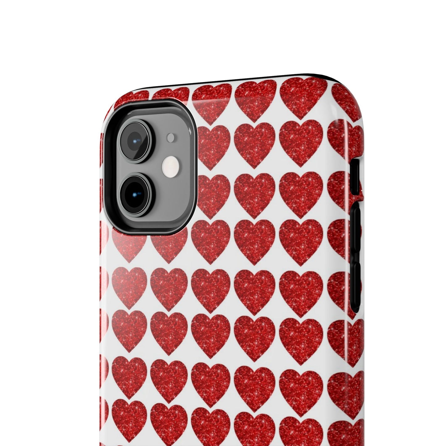 Red Glitter Hearts Charm - iPhone Series Case - BOGO Cases