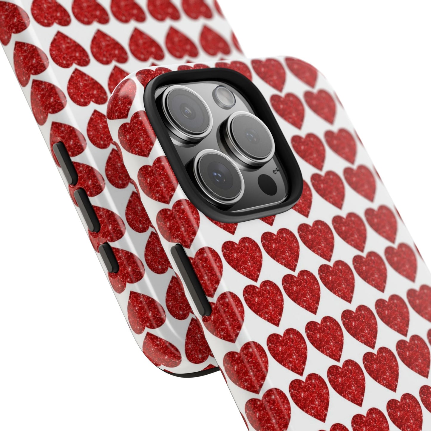 Red Glitter Hearts Charm - iPhone Series Case - BOGO Cases