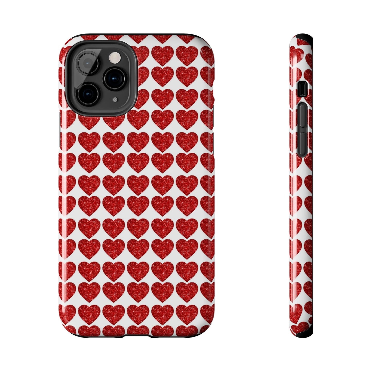 Red Glitter Hearts Charm - iPhone Series Case - BOGO Cases