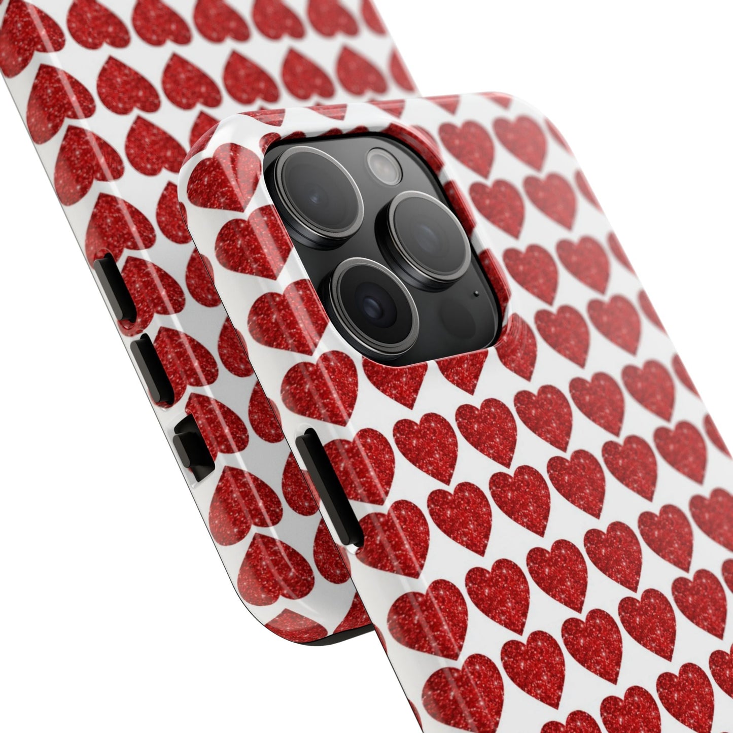 Red Glitter Hearts Charm - iPhone Series Case - BOGO Cases