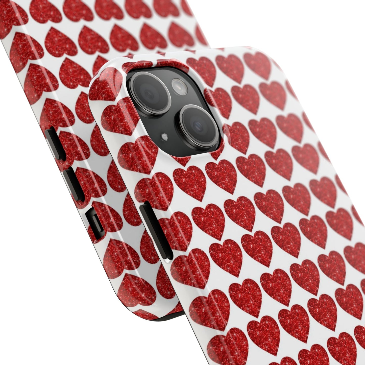 Red Glitter Hearts Charm - iPhone Series Case - BOGO Cases