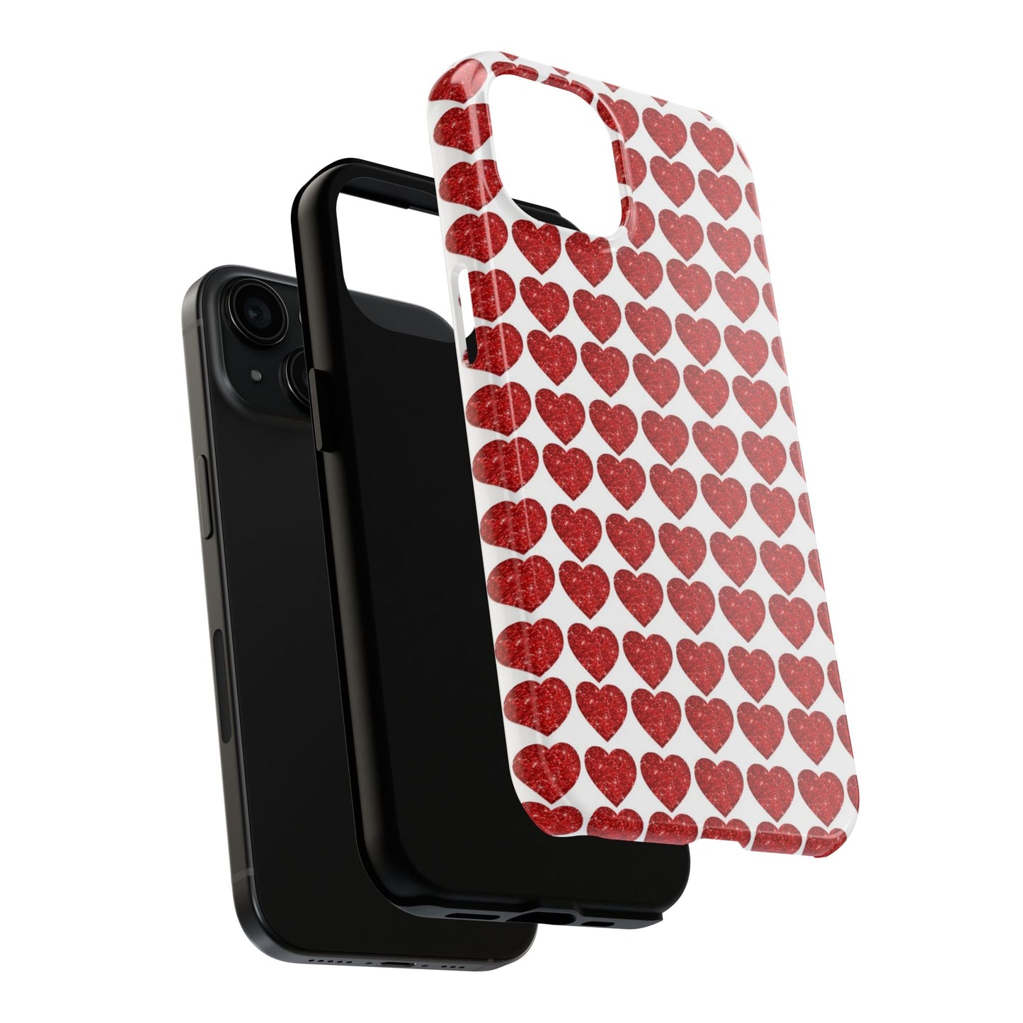 Red Glitter Hearts Charm - iPhone Series Case - BOGO Cases