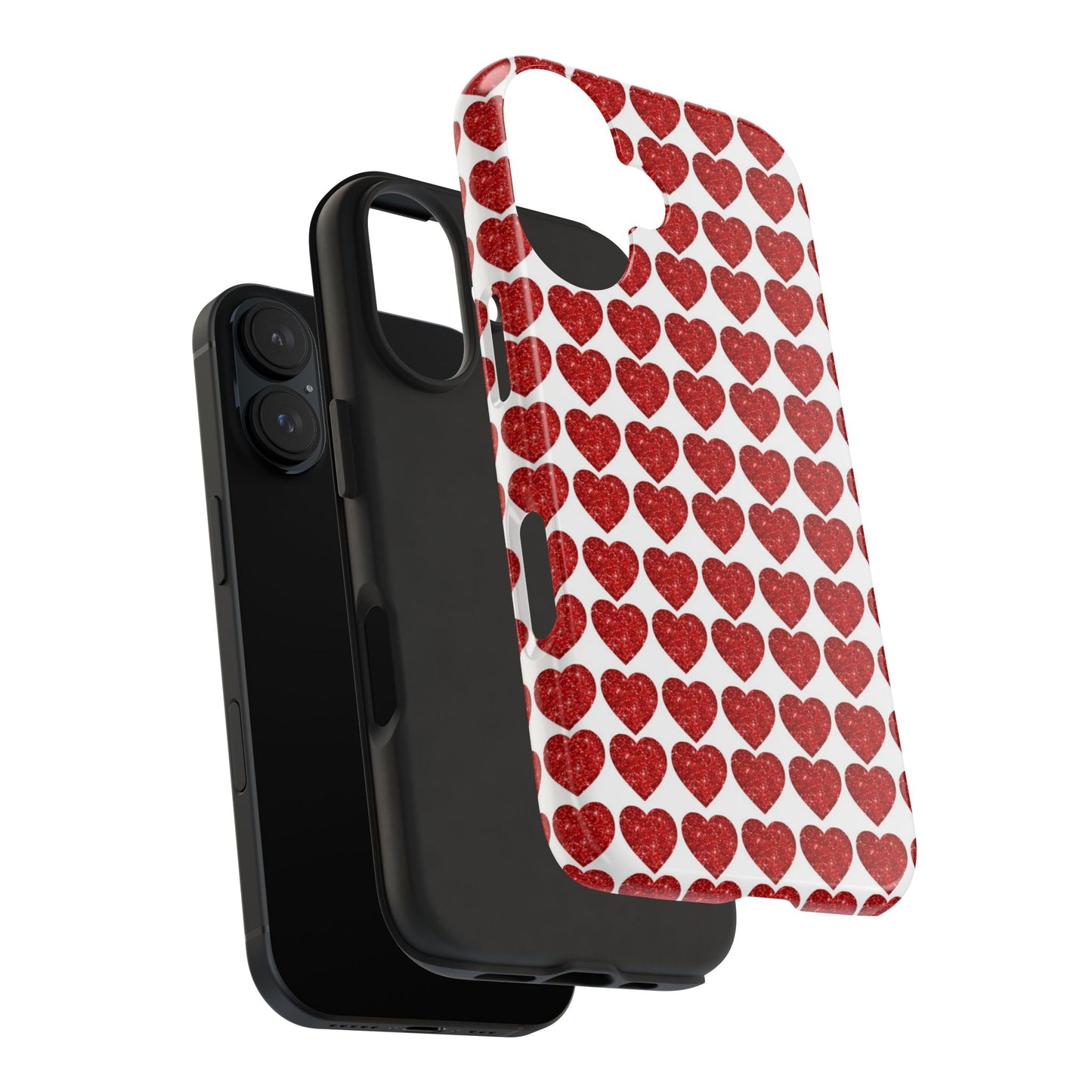 Red Glitter Hearts Charm - iPhone Series Case - BOGO Cases