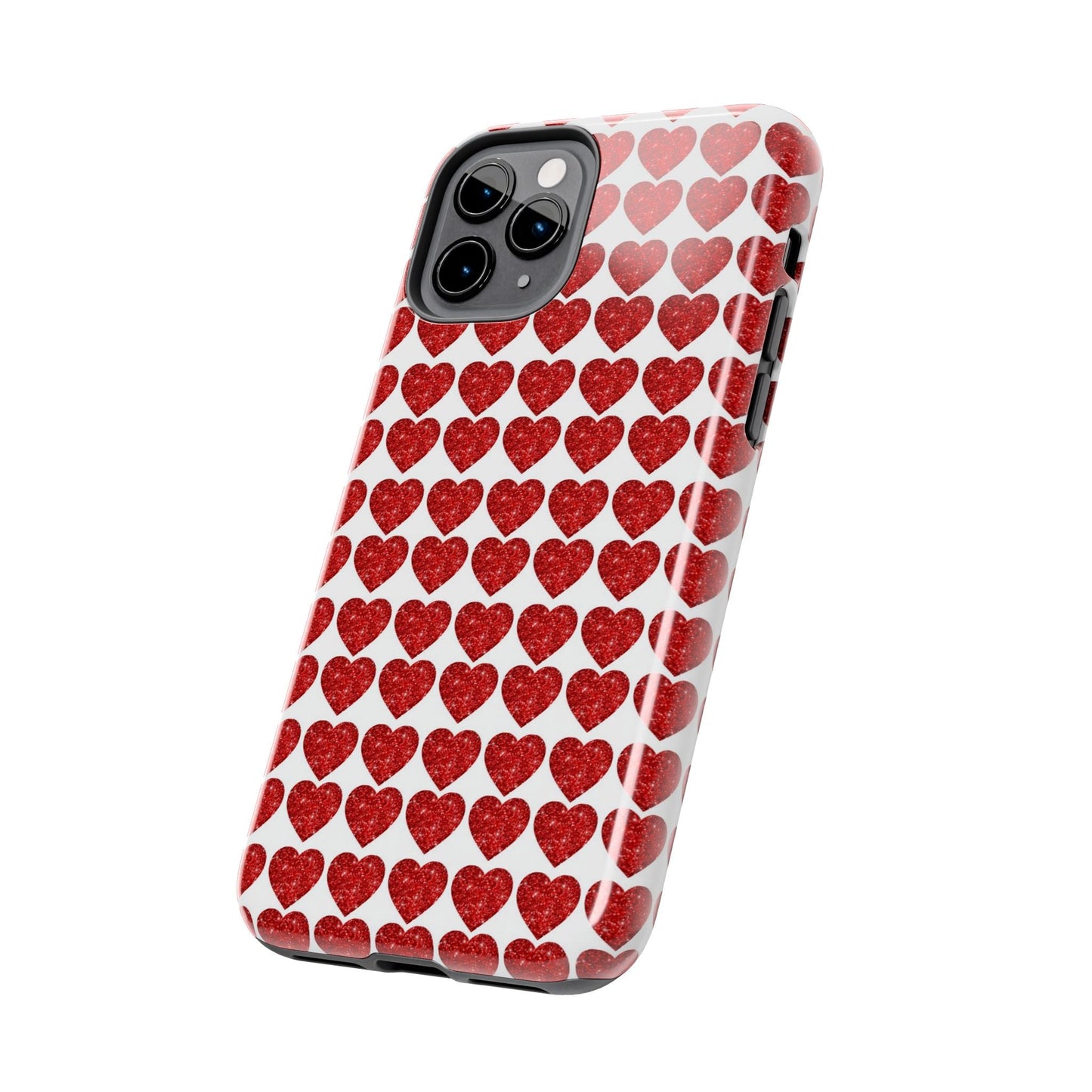 Red Glitter Hearts Charm - iPhone Series Case - BOGO Cases