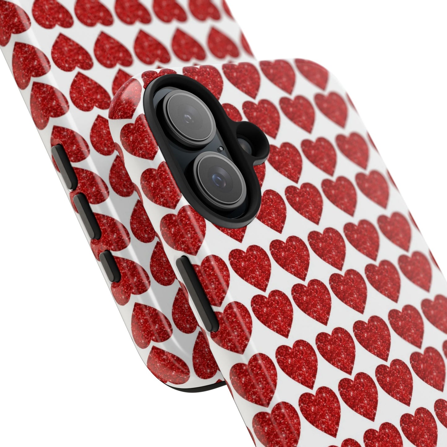 Red Glitter Hearts Charm - iPhone Series Case - BOGO Cases