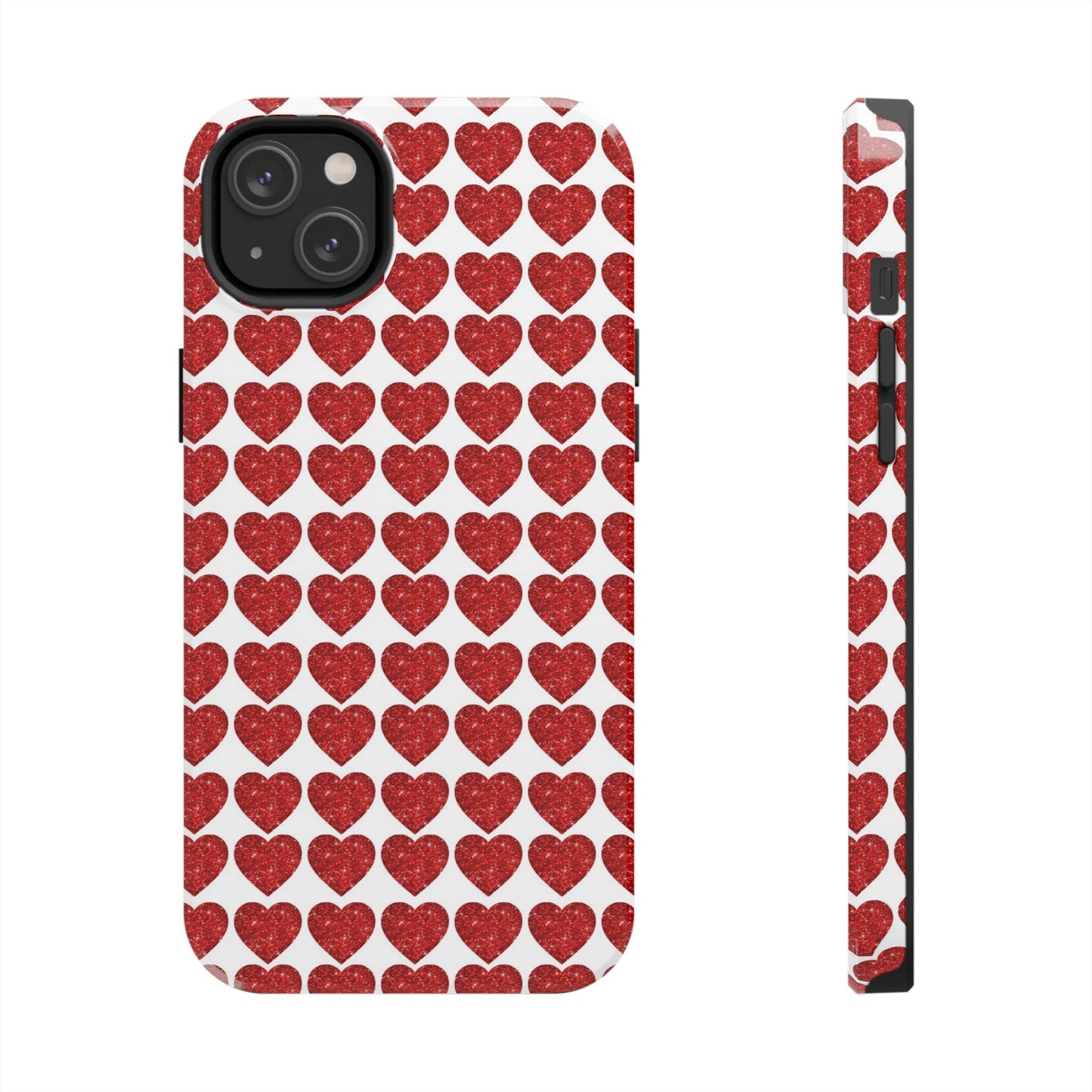 Red Glitter Hearts Charm - iPhone Series Case - BOGO Cases