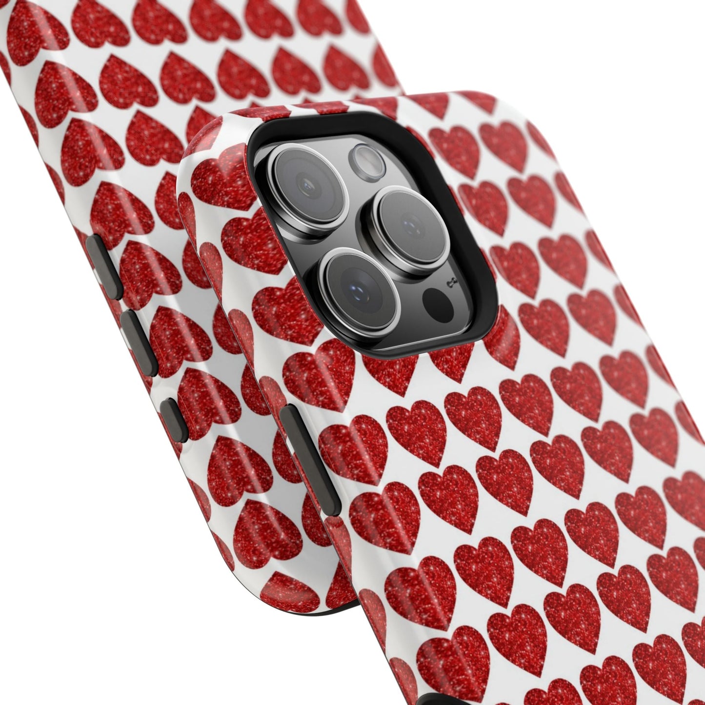 Red Glitter Hearts Charm MagSafe Case - BOGO Cases