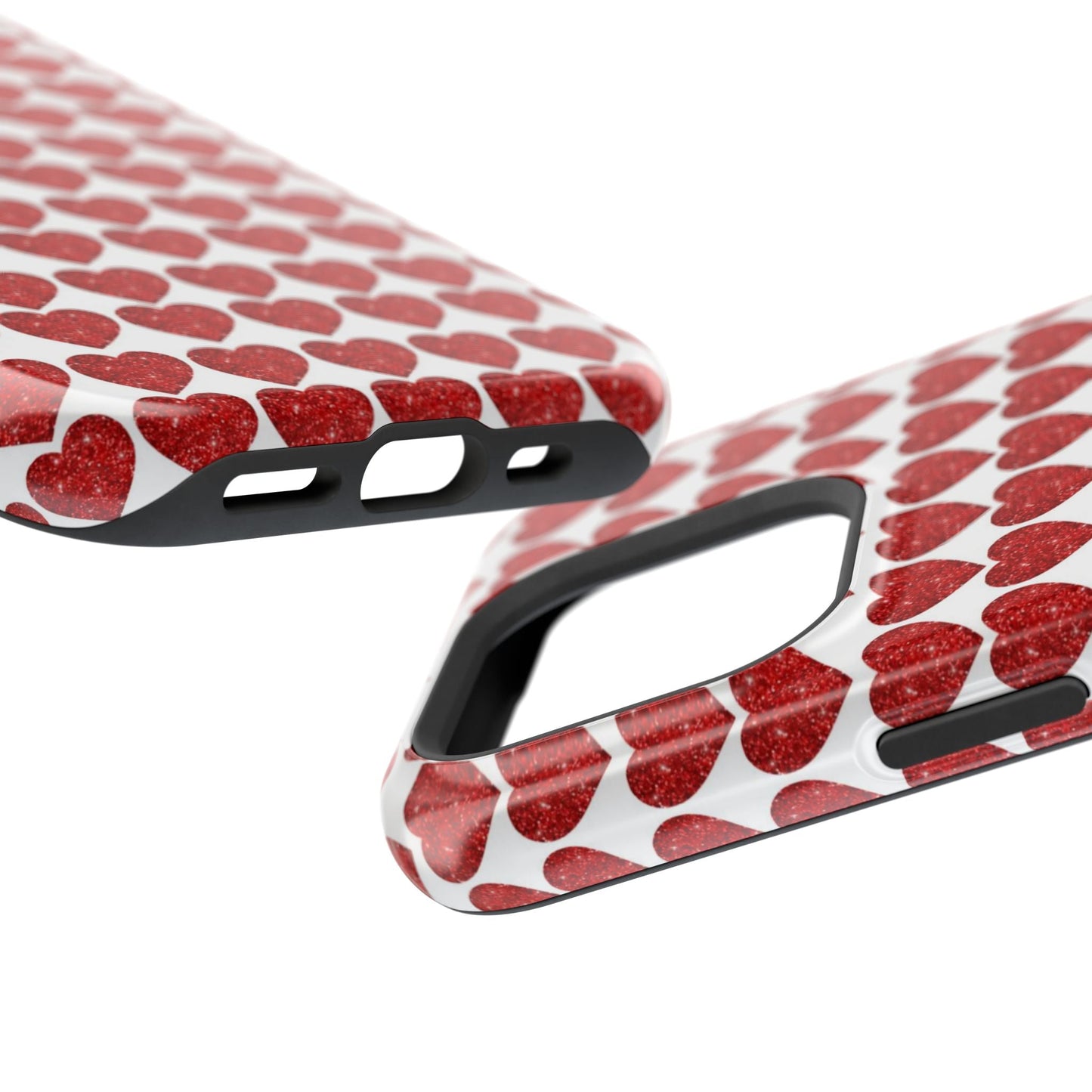 Red Glitter Hearts Charm MagSafe Case - BOGO Cases