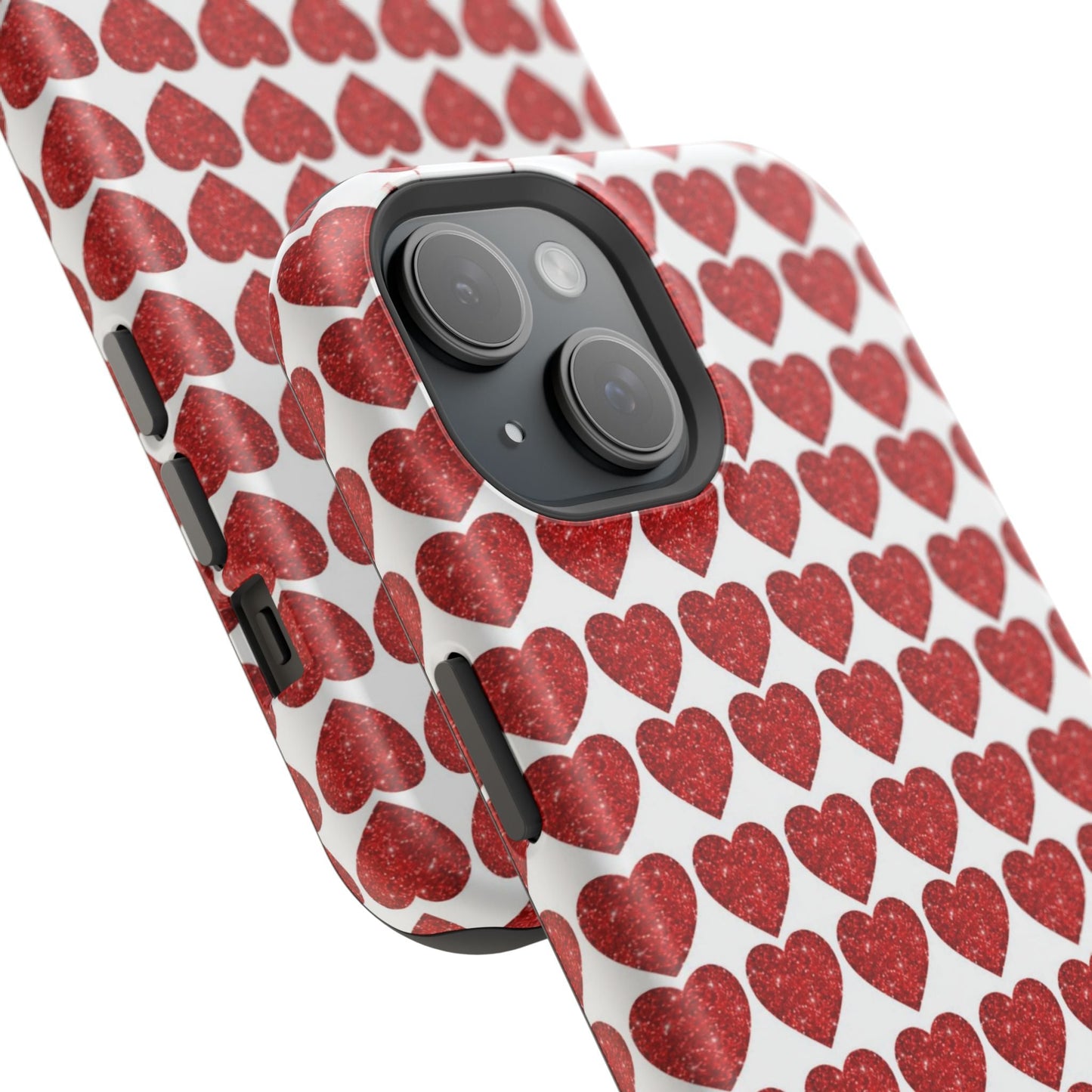 Red Glitter Hearts Charm MagSafe Case - BOGO Cases