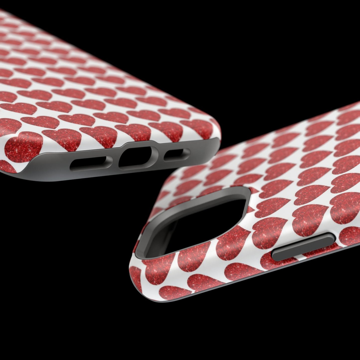 Red Glitter Hearts Charm MagSafe Case - BOGO Cases