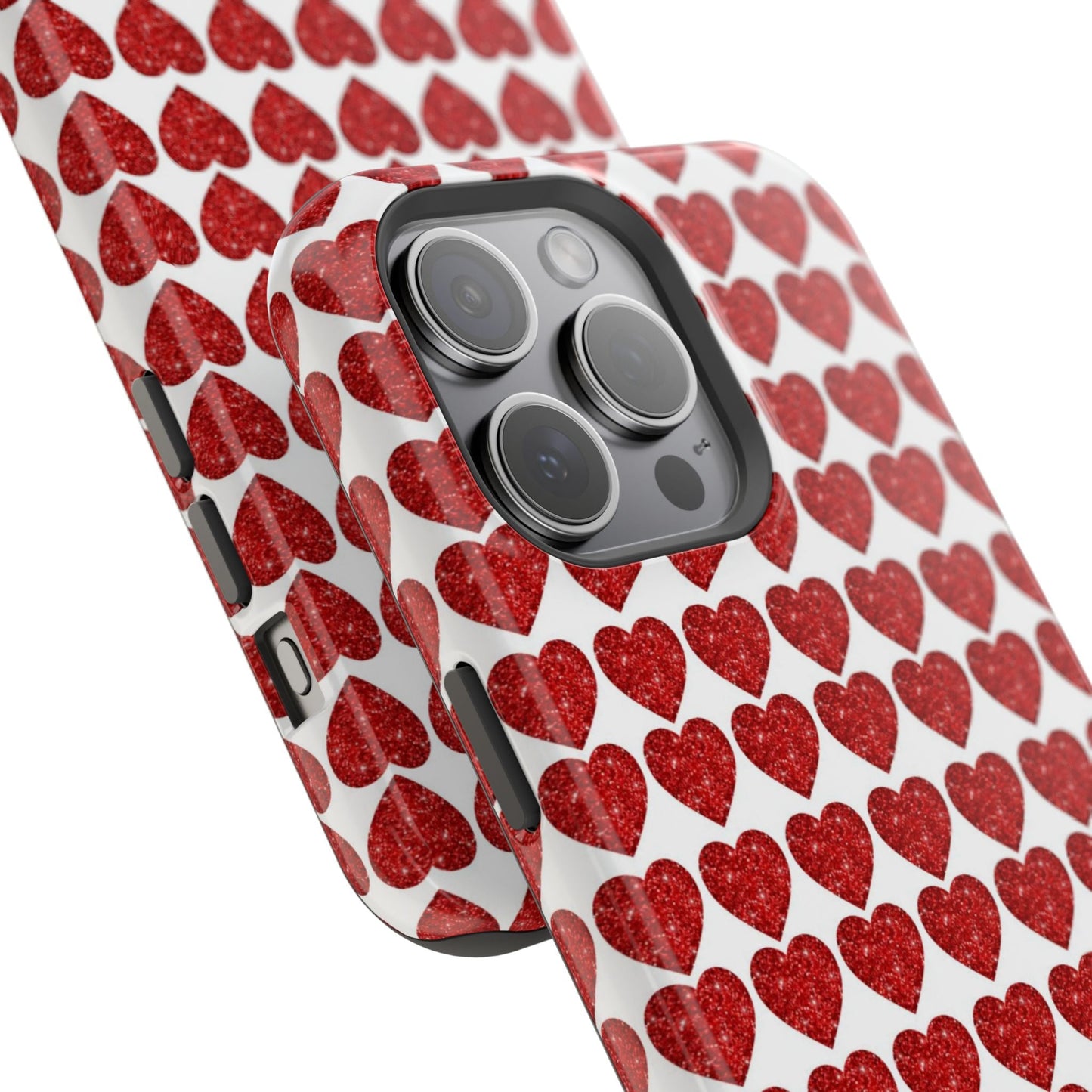 Red Glitter Hearts Charm MagSafe Case - BOGO Cases
