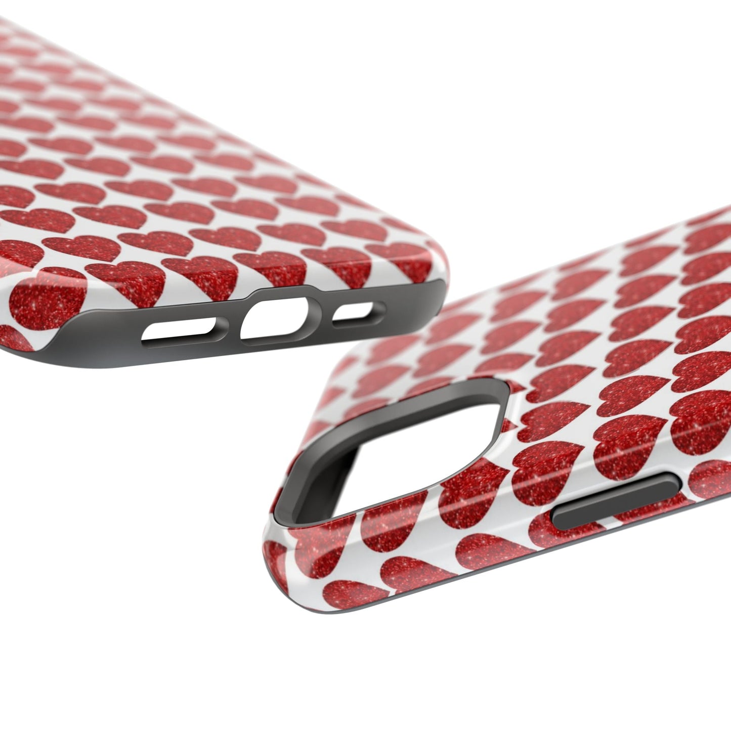 Red Glitter Hearts Charm MagSafe Case - BOGO Cases
