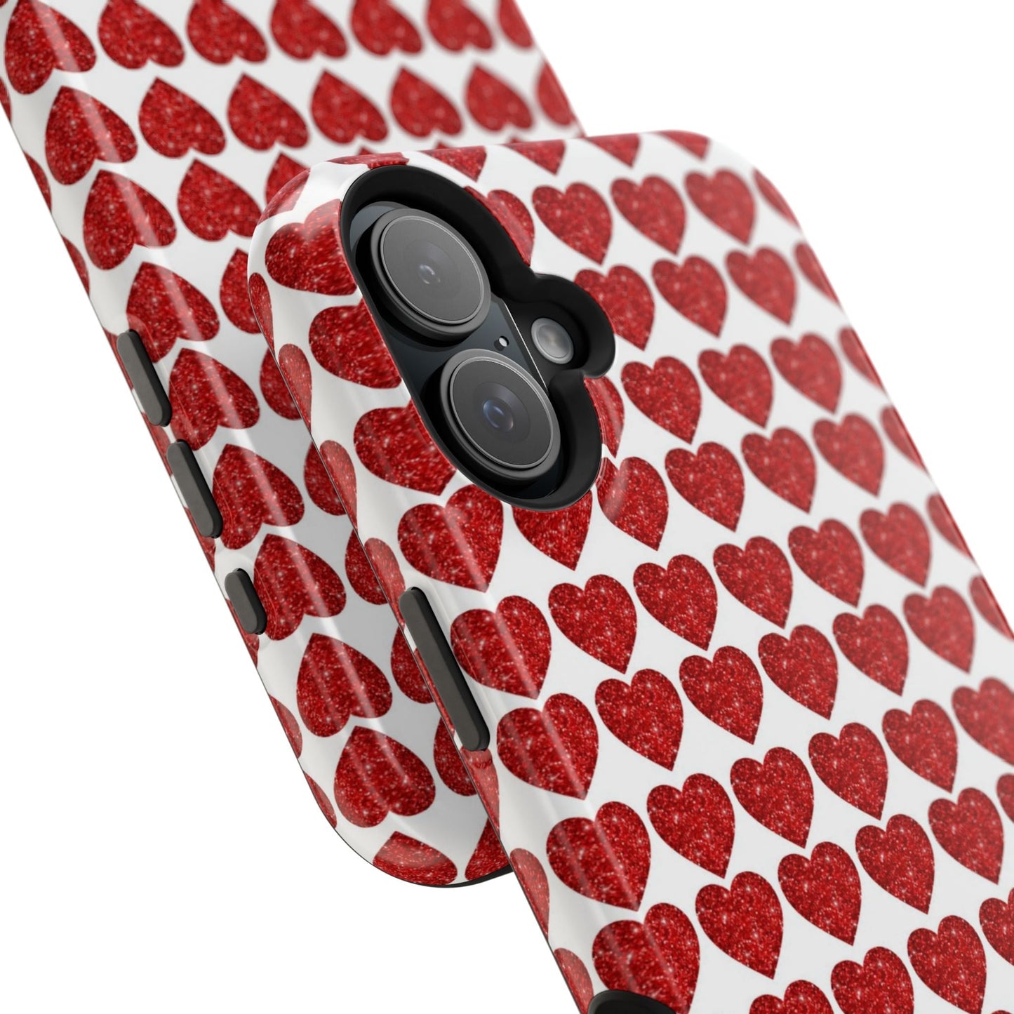 Red Glitter Hearts Charm MagSafe Case - BOGO Cases
