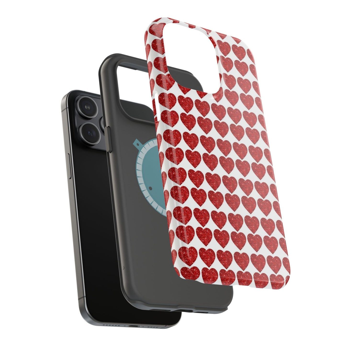 Red Glitter Hearts Charm MagSafe Case - BOGO Cases