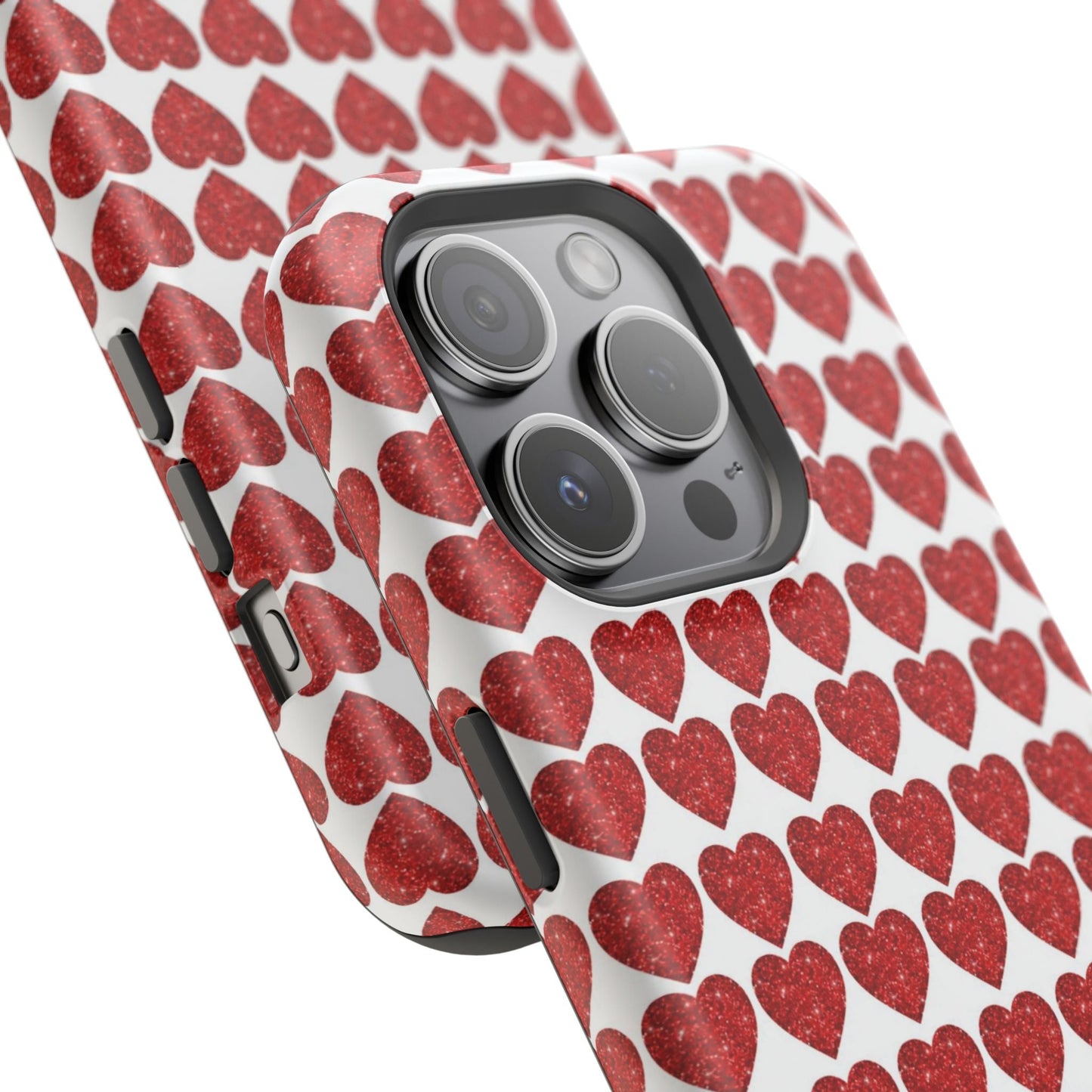Red Glitter Hearts Charm MagSafe Case - BOGO Cases
