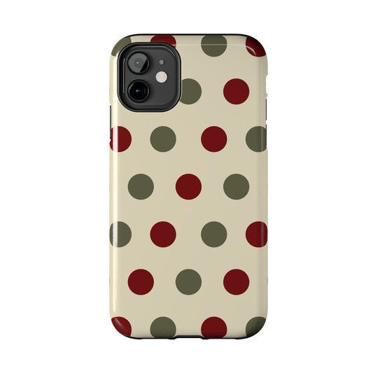 Red & Green Polka Dots on Cream – iPhone Case - BOGO Cases