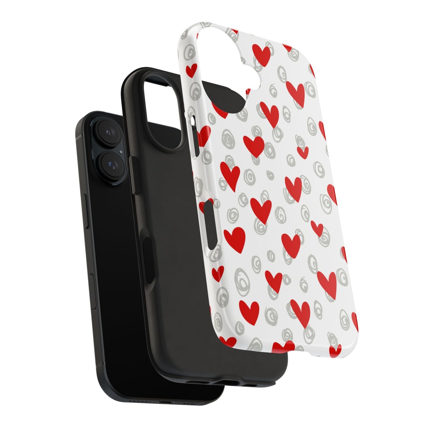 Red Hearts & Doodles – iPhone Case - BOGO Cases