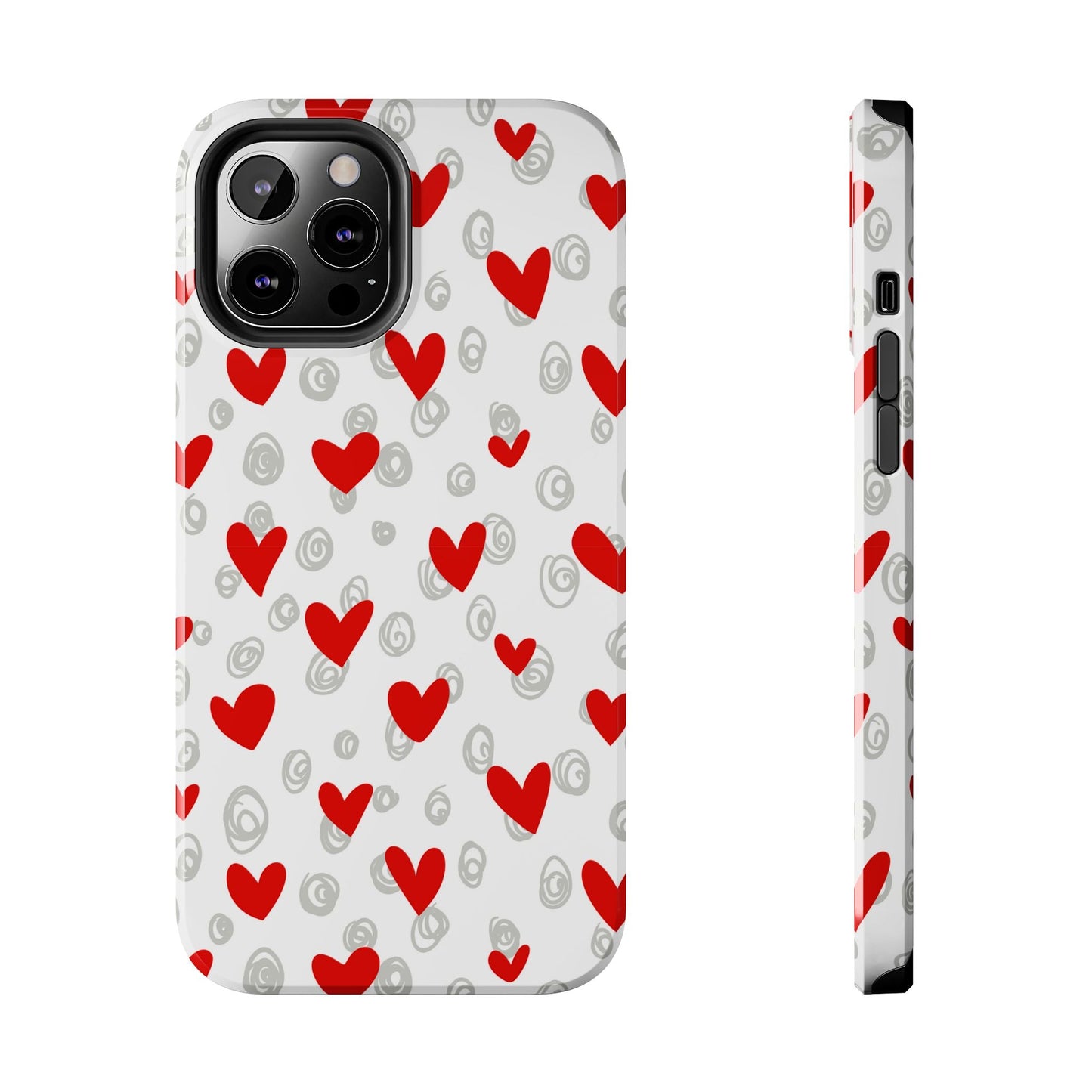 Red Hearts & Doodles – iPhone Case - BOGO Cases