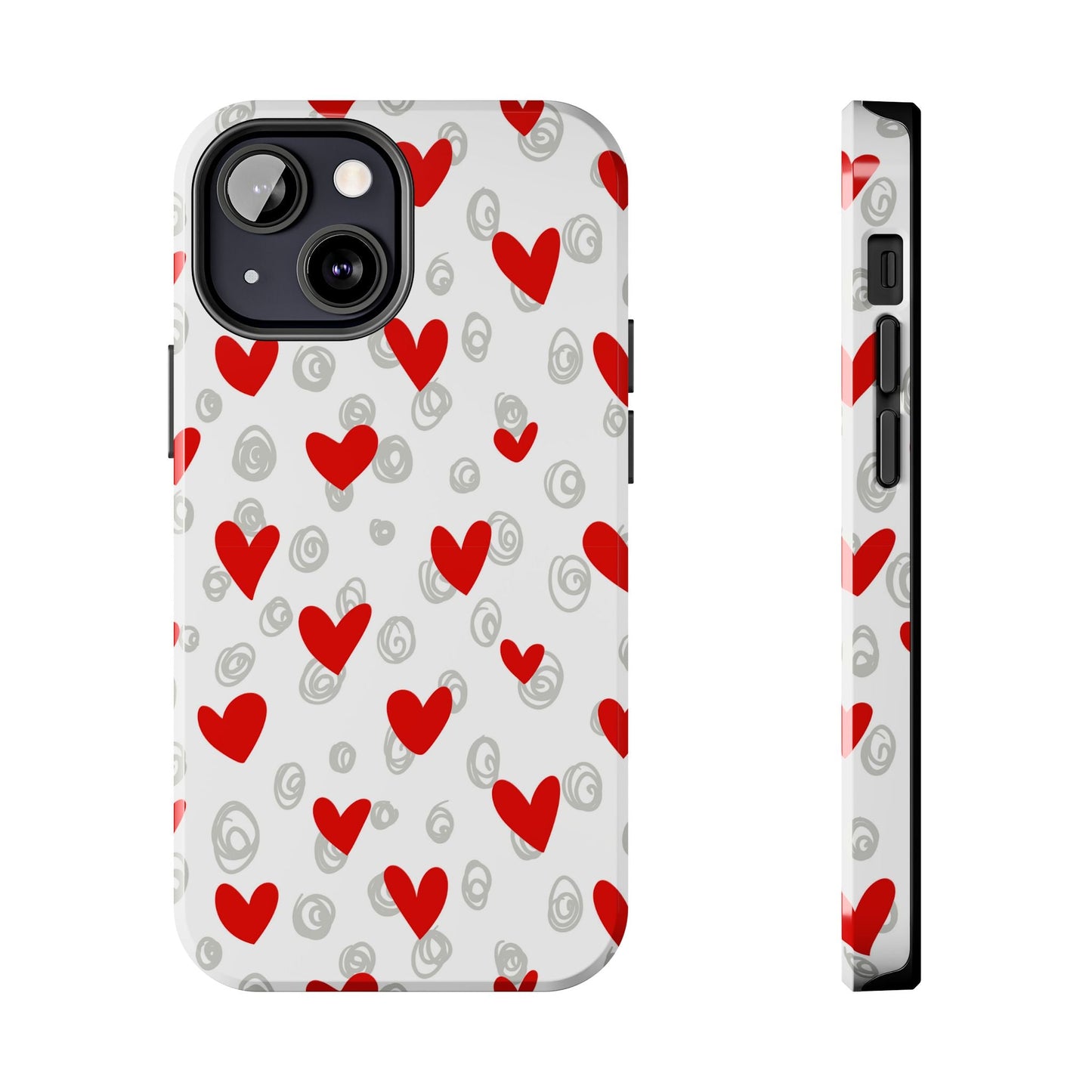 Red Hearts & Doodles – iPhone Case - BOGO Cases